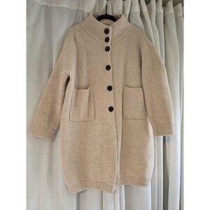 nap Loungewear Button Cardigan Womens L Light Cream 100% Wool Knit Sweater